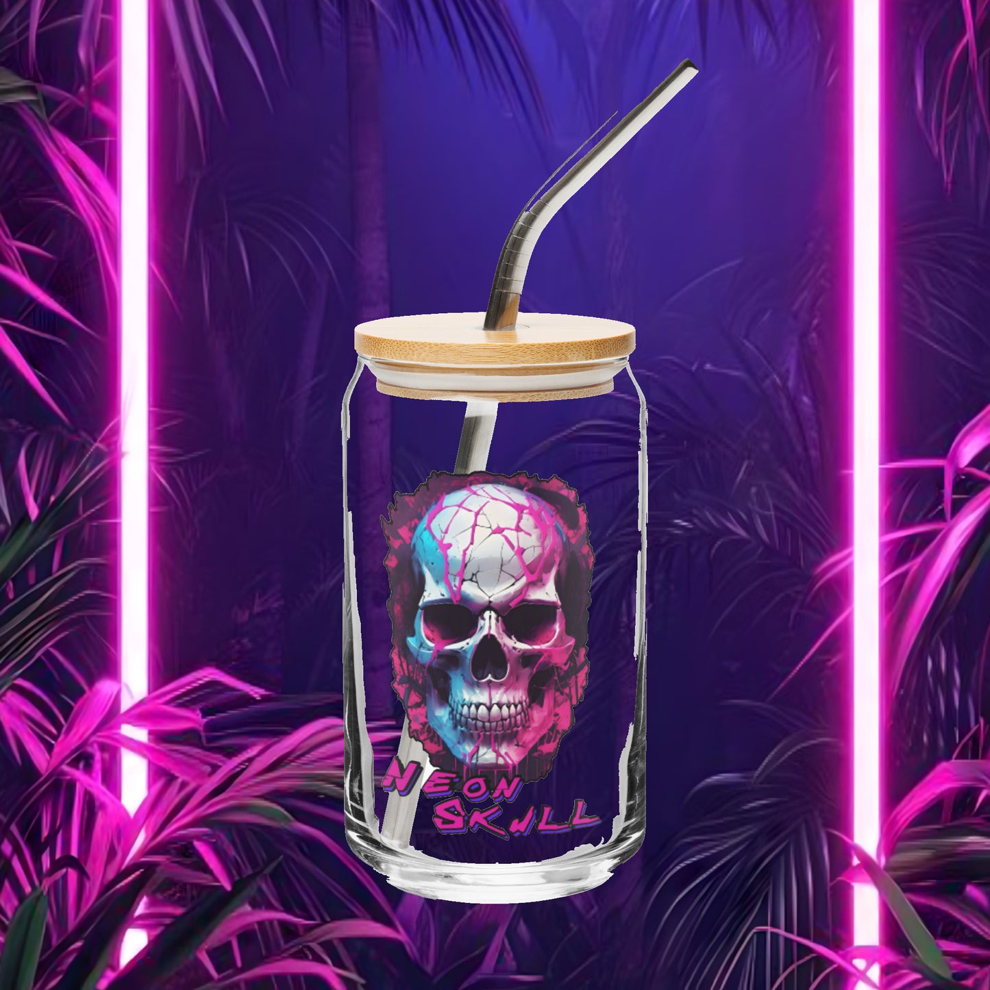 Neon Skull Rum Glass