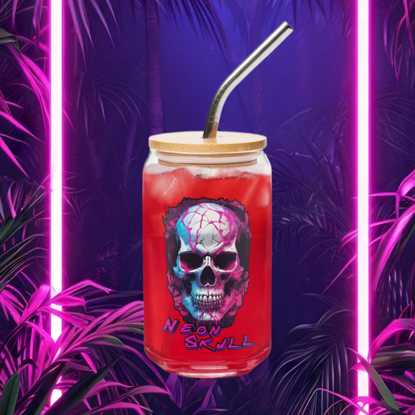 Neon Skull Rum Glass